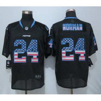 Men's Carolina Panthers #24 Josh Norman Black USA Flag Fashion NFL Nike Elite Jersey
