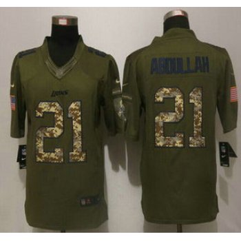 Men's Detroit Lions #21 Ameer Abdullah Green Salute to Service 2015 NFL Nike Limited Jersey