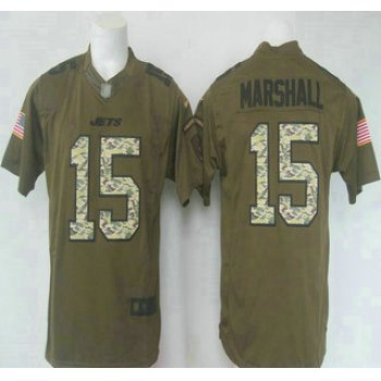 Men's New York Jets #15 Brandon Marshall Green Salute to Service 2015 NFL Nike Limited Jersey