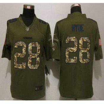 Men's San Francisco 49ers #28 Carlos Hyde Green Salute to Service 2015 NFL Nike Limited Jersey