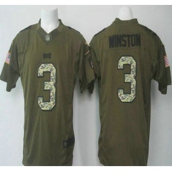 Men's Tampa Bay Buccaneers #3 Jameis Winston Green Salute To Service Limited Jersey
