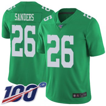 Nike Eagles #26 Miles Sanders Green Men's Stitched NFL Limited Rush 100th Season Jersey