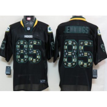 Nike Green Bay Packers #85 Greg Jennings Lights Out Black Ornamented Elite Jersey