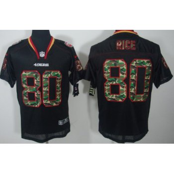 Nike San Francisco 49ers #80 Jerry Rice Black With Camo Elite Jersey