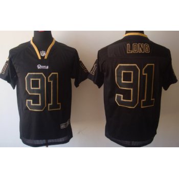 Nike St. Louis Rams #91 Chris Long Lights Out Black Elite Jersey