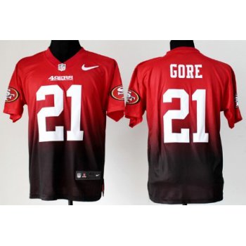 Nike San Francisco 49ers #21 Frank Gore Red/Black Fadeaway Elite Jersey