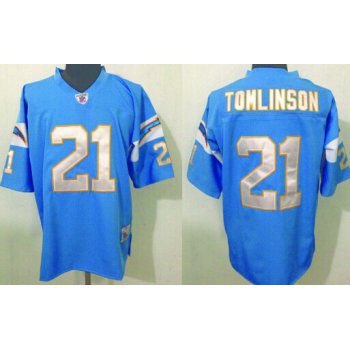 San Diego Chargers #21 LaDainian Tomlinson Light Blue Throwback Jersey
