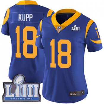 #18 Limited Cooper Kupp Royal Blue Nike NFL Alternate Women's Jersey Los Angeles Rams Vapor Untouchable Super Bowl LIII Bound