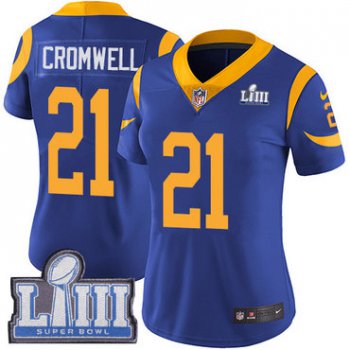 #21 Limited Nolan Cromwell Royal Blue Nike NFL Alternate Women's Jersey Los Angeles Rams Vapor Untouchable Super Bowl LIII Bound