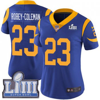 #23 Limited Nickell Robey-Coleman Royal Blue Nike NFL Alternate Women's Jersey Los Angeles Rams Vapor Untouchable Super Bowl LIII Bound