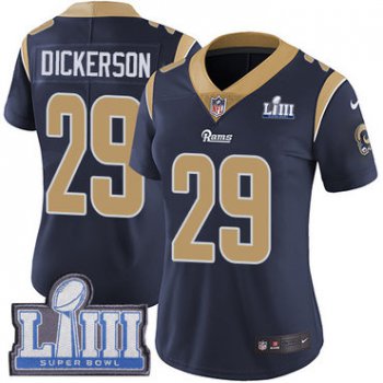 #29 Limited Eric Dickerson Navy Blue Nike NFL Home Women's Jersey Los Angeles Rams Vapor Untouchable Super Bowl LIII Bound