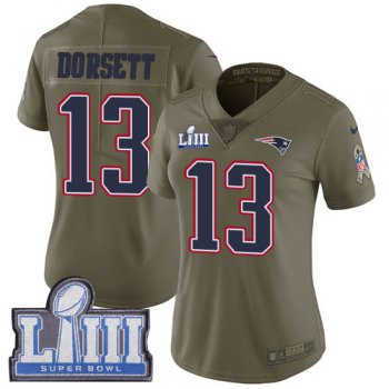 Women's New England Patriots #13 Phillip Dorsett Olive Nike NFL 2017 Salute to Service Super Bowl LIII Bound Limited Jersey