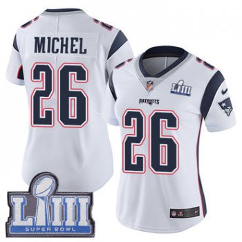Women's New England Patriots #26 Sony Michel White Nike NFL Road Vapor Untouchable Super Bowl LIII Bound Limited Jersey
