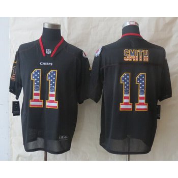 Nike Kansas City Chiefs #11 Alex Smith 2014 USA Flag Fashion Black Elite Jersey