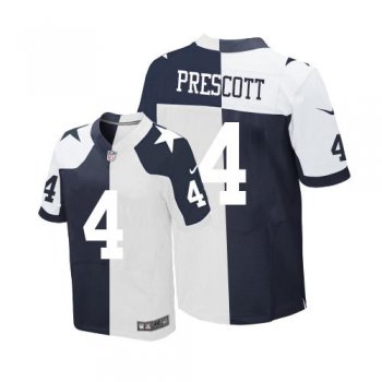 Men's Dallas Cowboys #4 Dak Prescott Navy With White Two Tone Stitched NFL Nike Elite Jersey