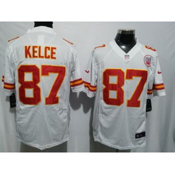 Men's Kansas City Chiefs #87 Travis Kelce White Road Stitched NFL Nike Game Jersey