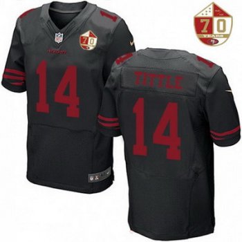 Men's San Francisco 49ers #14 Y.A. Tittle Black Color Rush 70th Anniversary Patch Stitched NFL Nike Elite Jersey