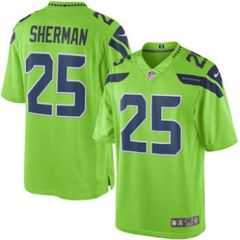 Men's Seattle Seahawks #25 Richard Sherman Nike Green Color Rush Limited Jersey