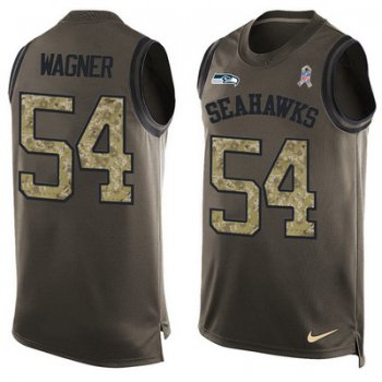 Men's Seattle Seahawks #54 Bobby Wagner Green Salute to Service Hot Pressing Player Name & Number Nike NFL Tank Top Jersey