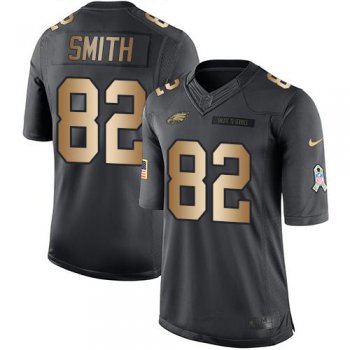 Nike Philadelphia Eagles #82 Torrey Smith Black Men's Stitched NFL Limited Gold Salute To Service Jersey