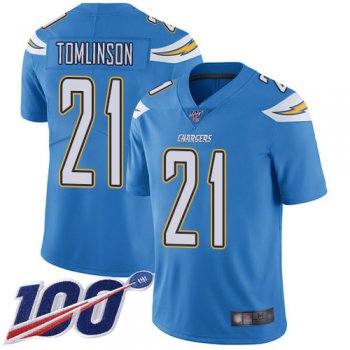 Nike Chargers #21 LaDainian Tomlinson Electric Blue Alternate Men's Stitched NFL 100th Season Vapor Limited Jersey