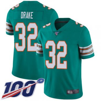 Nike Dolphins #32 Kenyan Drake Aqua Green Alternate Men's Stitched NFL 100th Season Vapor Limited Jersey