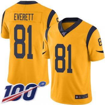 Nike Rams #81 Gerald Everett Gold Men's Stitched NFL Limited Rush 100th Season Jersey