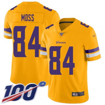 Nike Vikings #84 Randy Moss Gold Men's Stitched NFL Limited Inverted Legend 100th Season Jersey