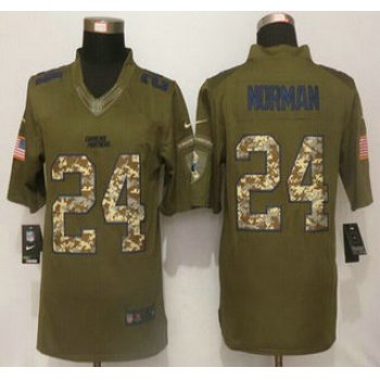 Men's Carolina Panthers #24 Josh Norman Green Salute to Service 2015 NFL Nike Limited Jersey