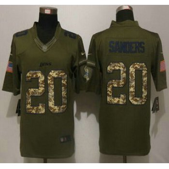 Men's Detroit Lions #20 Barry Sanders Green Salute to Service 2015 NFL Nike Limited Jersey