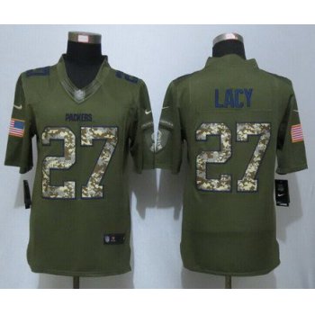 Men's Green Bay Packers #27 Eddie Lacy Green Salute To Service 2015 NFL Nike Limited Jersey