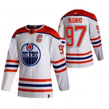 Edmonton Oilers #97 Connor McDavid White Men's Adidas 2020-21 Reverse Retro Alternate NHL Jersey