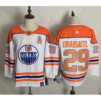 Men's Edmonton Oilers #29 Leon Draisaitl White 2021 Retro Stitched NHL Jersey