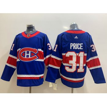 Men's Montreal Canadiens #31 Carey Price Blue Adidas 2020-21 Alternate Authentic Player NHL Jersey