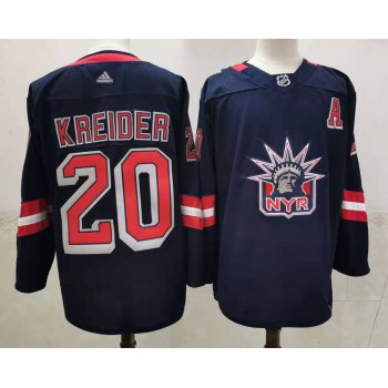 Men's New York Rangers #20 Chris Kreider Navy Blue Adidas 2020-21 Stitched NHL Jersey
