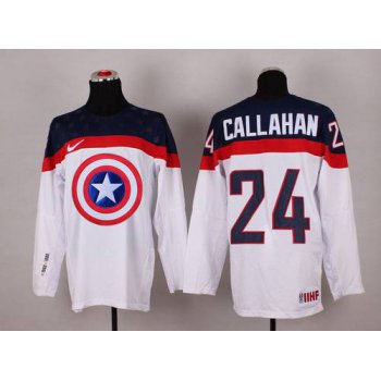 2015 Men's Team USA #24 Ryan Callahan Captain America Fashion White Jersey