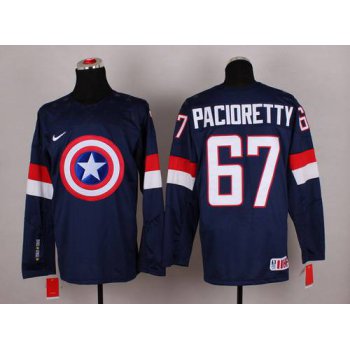 2015 Men's Team USA #67 Max Pacioretty Captain America Fashion Navy Blue Jersey