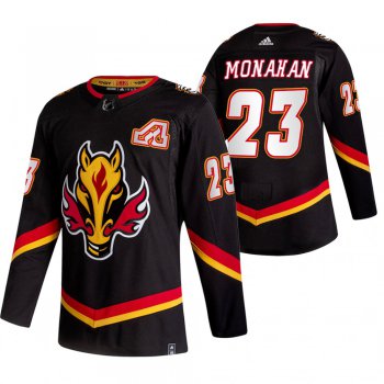 Calgary Flames #23 Sean Monahan Black Men's Adidas 2020-21 Reverse Retro Alternate NHL Jersey