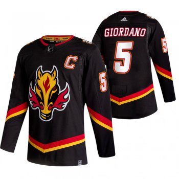 Calgary Flames #5 Mark Giordano Black Men's Adidas 2020-21 Reverse Retro Alternate NHL Jersey