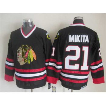 Chicago Blackhawks #21 Stan Mikita Black CCM Vintage Throwback Jersey
