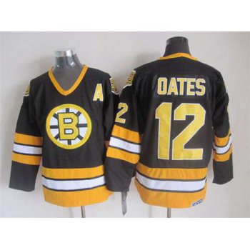 Men's Boston Bruins #12 Adam Oates 1981-82 Black CCM Vintage Throwback Jersey