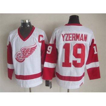 Men's Detroit Red Wings #19 Steve Yzerman White CCM Vintage Throwback Jersey