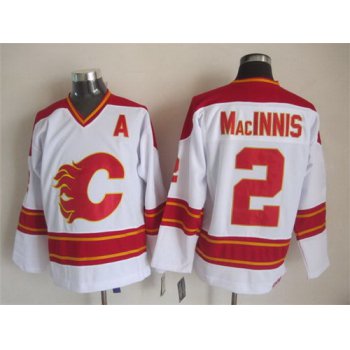 Calgary Flames #2 Al MacInnis White Throwback CCM Jersey