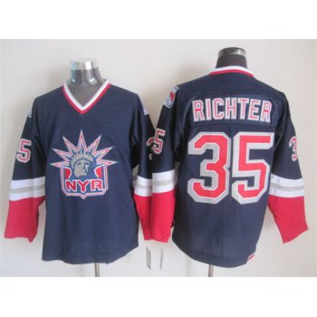 New York Rangers #35 Mike Richter Navy Blue Throwback CCM Jersey