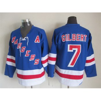 New York Rangers #7 Rod Gilbert Light Blue Throwback CCM Jersey