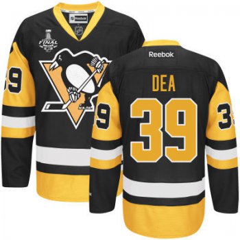 Youth Pittsburgh Penguins #39 Jean-Sebastien Dea Black With Gold 2017 Stanley Cup NHL Finals Patch Jersey