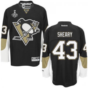 Youth Pittsburgh Penguins #43 Conor Sheary Black Home 2017 Stanley Cup NHL Finals Patch Jersey