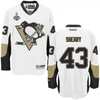 Youth Pittsburgh Penguins #43 Conor Sheary White Away 2017 Stanley Cup NHL Finals Patch Jersey