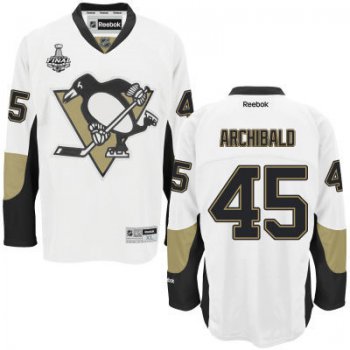 Youth Pittsburgh Penguins #45 Josh Archibald White Away 2017 Stanley Cup NHL Finals Patch Jersey