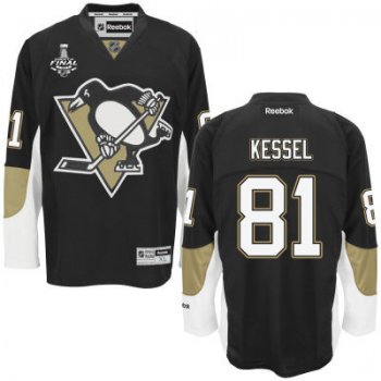 Youth Pittsburgh Penguins #81 Phil Kessel Black Home 2017 Stanley Cup NHL Finals Patch Jersey